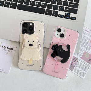 IVANHOE adecuado para iPhone 16 15 14 13 12 Pro coreano lindo 3D primavera perro titular inalámbrico carga teléfono caso - Product Image 2
