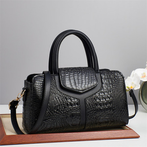Sac à main tendance pour femme 2026, motif crocodile, grande capacité, décontracté, sac à bandoulière, fermeture éclair en coton - Product Image 3