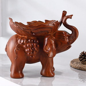 Nouvelle résine époxy de style chinois sculpté éléphant chanceux ornement créatif clé stockage cadeau assiette de fruits secs - Product Image 2