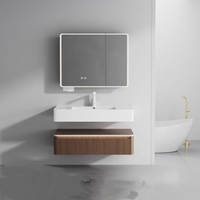 Meuble de salle de bain mural minimaliste standard d'hôtel, double couche en contreplaqué