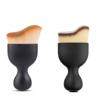 Brosse à Blush à fond de teint unique, poils synthétiques doux en forme de S, maquillage court, brosse à poudre libre, brosses végétaliennes