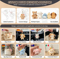 Porte-clés en peluche chiot fraise, pendentif en peluche doux en forme de chien de dessin animé, marron, avec mousqueton, jolie décoration de sac à dos, cadeau