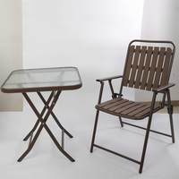 Table basse carrée d'extérieur en métal avec cadre en acier pour balcon avec trou pour parapluie