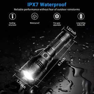 Linterna Táctica LED de Aluminio, Recargable, con Zoom, Súper Brillante, 10000 Lúmenes, Resistente al Agua IP65, Venta al Por Mayor - Product Image 4