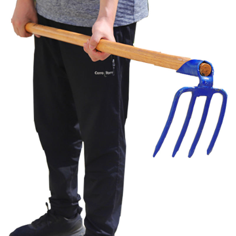Industrial Steel Four-tooth Rake with Wooden Handle Multi-functional ...
