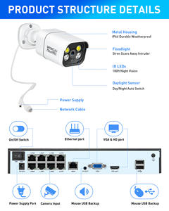 8MP屋外防水弾丸双方向オーディオモーション検出P2P CCTV IP POE AIカメラ - Product Image 3