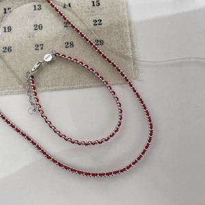 Collar de Plata de Ley S925 con Cuentas Rojas en Forma de Bola, Joyería de Plata 925, Regalo para Mujer, Collares de Moda en Capas - Product Image 4
