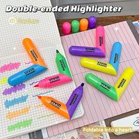 Surligneur transfrontalier à double tête détachable, librement combinable en motifs en forme de cœur pour la prise de notes colorées des étudiants