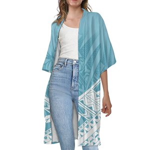 New Custom Logo Tonga Polynesian Tribal Design Ladies Long Casual <strong>Trench</strong> <strong>Coats</strong> Kimono Cardigan Short Sleeve Cardigan <strong>Trench</strong> <strong>Coat</strong> - Product Image 3
