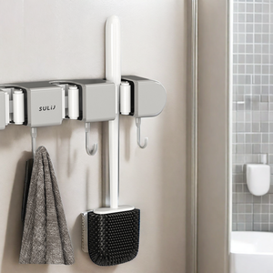K104 Crochet adhésif pour balai, support mural sculpté, ventouse de rangement pour cuisine, salle de bain, salon - Product Image 6