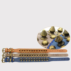 Collar Ajustable de Cuero con Tachuelas para Perros, Collar de Cuero PU con Remaches de Champiñones, Collar Duradero con Remaches para Cachorros - Product Image 3