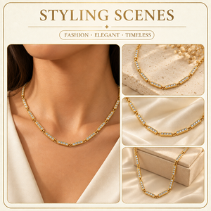 Collar Delgado de Oro con Barra de Cristales de Una Sola Hilera para Mujer, Joyería Diaria de Oficina, Suministro de Fábrica - Product Image 2