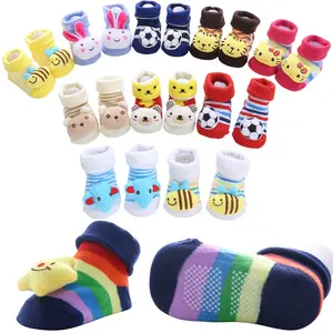 55 modèles mixtes belle tête d'animal anti-dérapant coton bébé chaussettes