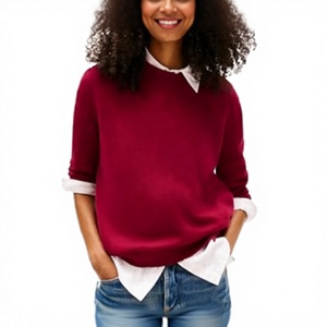 Pull-over en tricot ample décontracté coréen 100 % coton pour femme, collection Printemps 2025 – Vente en gros - Product Image 2