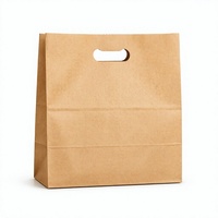 Sacs en papier kraft personnalisés avec poignée découpée, sacs de transport pour la vente à emporter et l'emballage de détail