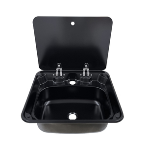 Évier de cuisine pour camping-car, évier en acier inoxydable SUS304 noir nano imperméable pour conversion de fourgonnette Sprinter Transit, évier de lavage pour camping-car marin JDA - Product Image 1