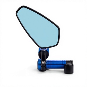 Miroir de guidon modifié pour <span class=keywords><strong>moto</strong></span>, miroir de rétroviseur en alliage d'aluminium universel <span class=keywords><strong>pliable</strong></span> pour scooter, avec support de guidon - Product Image 1