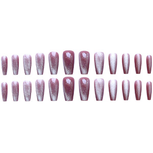 24 Uñas Postizas Doris Efecto Ojo de Gato, Longitud Media, Brillantes, Elegantes y Reutilizables, Set de Manicura para Mujer, Venta al Por Mayor - Product Image 5