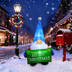 Gnomos Inflables Navideños de 4 Pies Personalizados de Fábrica con Letrero de Feliz Navidad para Decorar el Jardín, Césped y Fiestas - Product Image 4