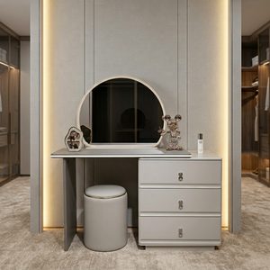 Table de maquillage moderne avec miroir éclairé et tiroirs de rangement pour meubles de chambre - Product Image 4