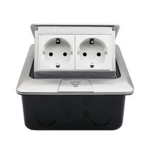 Aluminum Panel EU/US/FR Standard Pop Up Floor Socket 2 Way Electrical Outlet Customized Available