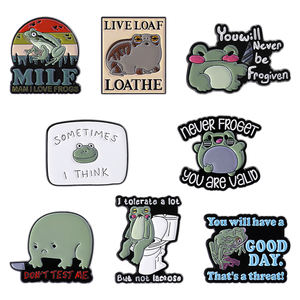Serie de citas de rana bonita de dibujos animados, pines esmaltados, <span class=keywords><strong>no</strong></span> me pruebes, Rana con cuchillo, broches, insignia de solapa, joyería de animales, regalos para amigos - Product Image 1