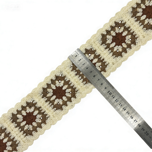 Passamaneria in pizzo <span class=keywords><strong>all</strong></span>'<span class=keywords><strong>uncinetto</strong></span> solubile in acqua, Nastro <span class=keywords><strong>all</strong></span>'<span class=keywords><strong>uncinetto</strong></span> etnico a quadrati granny, Pizzo ricamato personalizzato per abbigliamento - Product Image 4