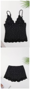 Cami sexy à coupe 3/4 en dentelle pour femme, débardeur à col en V avec bretelles spaghetti réglables, et shorty taille basse respirant en dentelle pour femme - Product Image 5