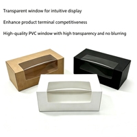 Boîte cadeau en papier kraft transparent avec ouverture fenêtrée, emballage alimentaire pour pâtisserie, dessert, tarte aux œufs, macaron, gâteau.