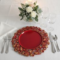 Assiettes de présentation de 13 pouces en plastique PP, motif éléments marins pigmentés, de luxe, personnalisables, pour hôtels et mariages