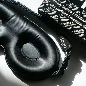 Masque pour les yeux 3D en soie pour extensions de cils, ensemble de masques de sommeil contour, 100% soie de mûrier, étiquette de logo personnalisée