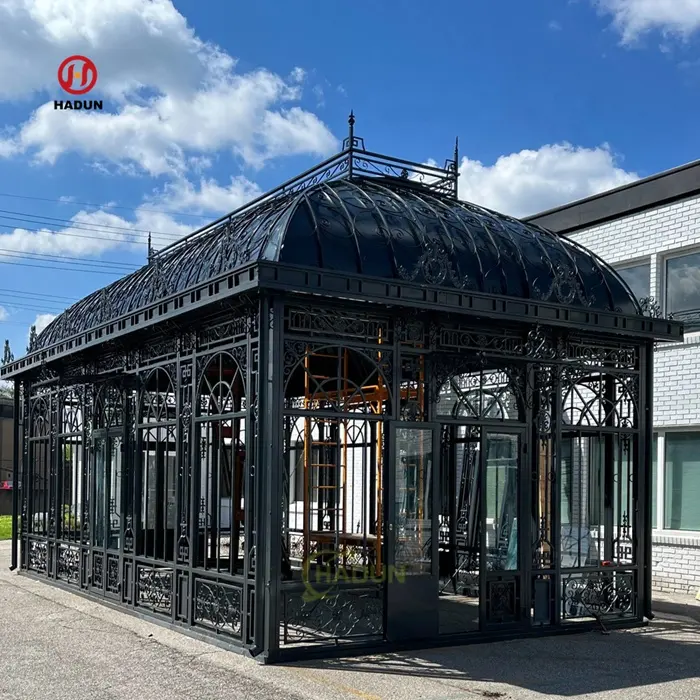 Décoration de Jardin Extérieur Salle de Soleil Orangerie Grand Gazebo en Fer Forgé à Vendre