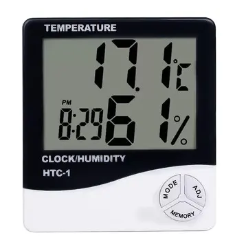 Tester di Umidità di temperatura Termometro Digitale Igrometro Stazione Meteo Alarm Clock HTC-1