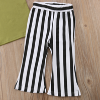 Ensembles de vêtements pour enfants, tenues de boutique pour petites filles, hauts à manches bouffantes noires + pantalon rayé, 2 pièces, vêtements d'été pour enfants