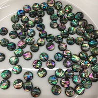 Cabochon en coquille d'ormeau Paua ronde, revêtu d'époxy, en forme de dôme, dos plat, 6/18mm, pour incrustation de bijoux DIY (bagues, boucles d'oreilles), vente en gros