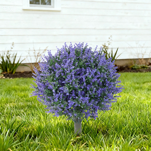 RUOPEI Boule de topiaire artificielle en gazon synthétique, lavande, résistante aux UV, éco-responsable, fausse <span class=keywords><strong>fleur</strong></span> violette pour <span class=keywords><strong>jardin</strong></span> extérieur et patio - Product Image 2