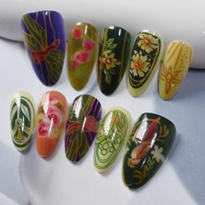 Fournitures pour Ongles Produits de Beauté Ongles Presse sur Cour pour Ongles Ongles Verts Ligne d'Or Gem Portable Artificielle Acrylique Conseils Charms - Product Image 3