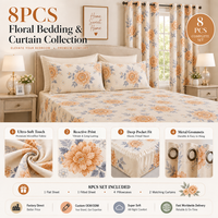 Ensemble de literie personnalisé 8 pièces avec rideaux assortis, 100% microfibre de qualité supérieure, ensemble de draps plats pour lit king size pour chambre à coucher