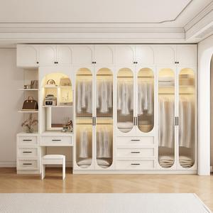 Armoire <span class=keywords><strong>en</strong></span> bois massif de Style crème français MDF <span class=keywords><strong>verre</strong></span> moderne Simple armoire de rangement pour la maison chambre <span class=keywords><strong>petit</strong></span> appartement coiffeuse - Product Image 3