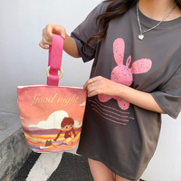 Sac fourre-tout en toile pour femme, motif dessin animé amusant pour enfants, avec fermoir magnétique, grande capacité, sac à main en toile pour trajets quotidiens