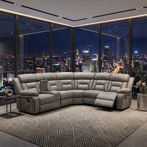 Nuevo diseño de sofá reclinable grande en forma de L con reposacabezas ajustables y esquinas duraderas rellenas de esponja para máxima comodidad. - Product Image 3