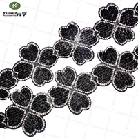 Vente en gros usine : Perles tubulaires noires en forme de fleur avec strass transparents à coller, accessoires écologiques pour vêtements africains DIY