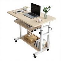 Table de chevet simple en bois massif, mobile, réglable, pour ordinateur portable et petit bureau, idéale pour maison de location