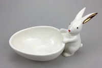 Hot Sell Umwelt freundliche nordische Keramik Kaninchen Schmuck platte Porzellan Servier Snack Tablett Hase Hasen schale Ostern Weihnachts geschenk