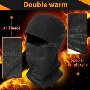 Cagoule intégrale unisexe chaude d'hiver en polaire thermique double, coupe-vent, imperméable, pour ski, moto, cyclisme - Product Image 1