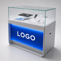 Maßgefertigte Kommerzielle Handy-Vitrine mit Glasabdeckung und LED-Beleuchtung für Elektronikgeschäfte und Einzelhandelsausstattung