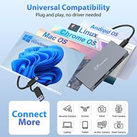 Adaptador de lector de tarjetas Thunderbolt de aluminio portátil de 3 puertos USB 3,1 Gen 2 10Gbps Compatible con tarjetas CFexpress XD y SD iPhone 15