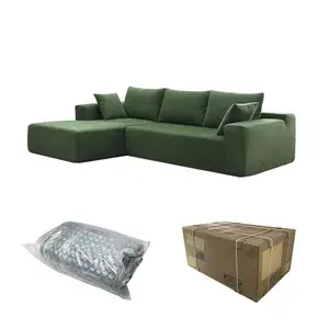 Sofa kemasan tersegel kompresi vakum Sofa ruang tamu kain Modern Sofa bagian sudut lantai bentuk L Sofa Modular