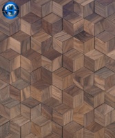 Panneau mural en bois 3D hexagonal Noyer Bois massif Mosaïque Grand bloc Mosaïque Canapé Décoration murale de fond de télévision