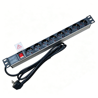 Schaltbare Rack-Steckdosenleiste 8-fach Schuko Typ F DIN 49440 1U 19 Zoll 16A 250V Steckdosenleiste für Netzwerk-Server-Schrank